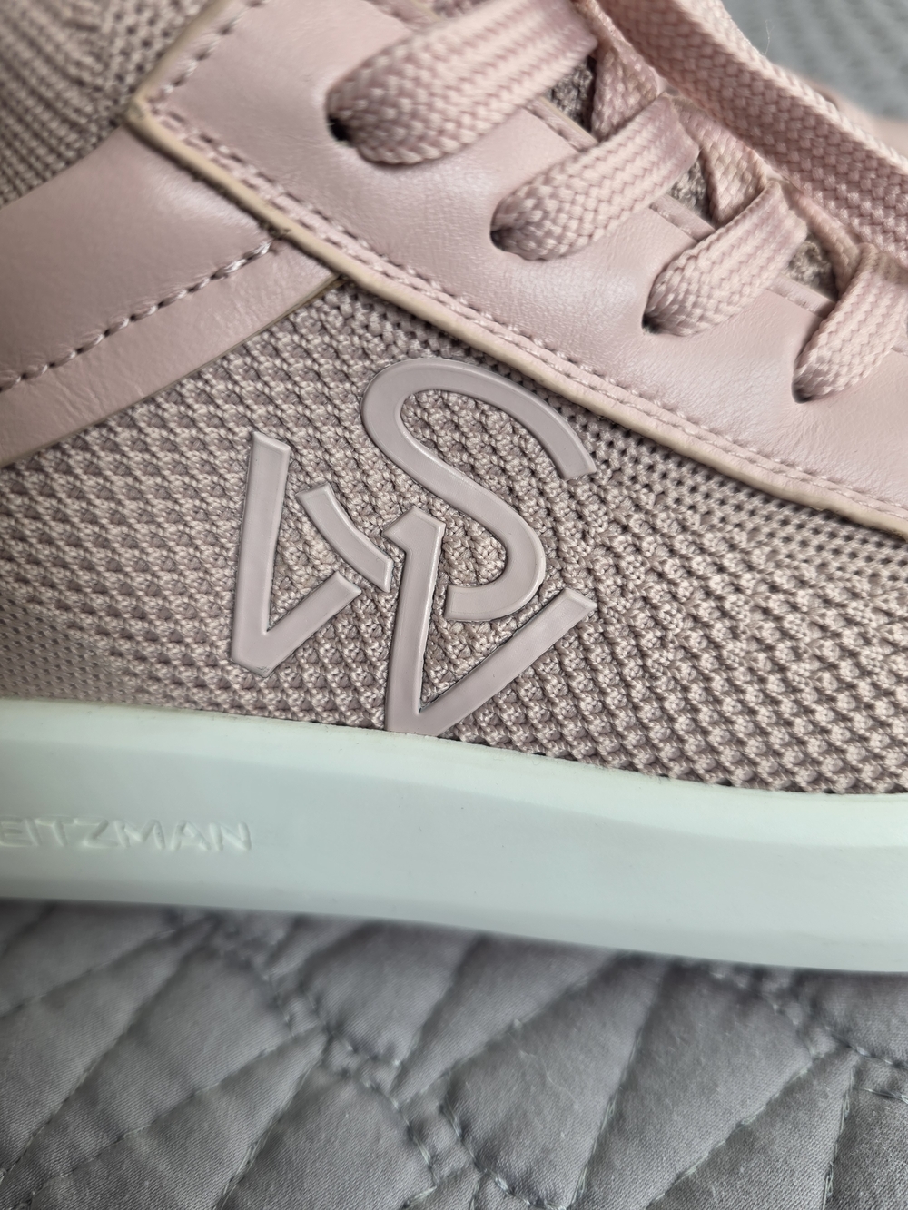 Stuart Weitzman Blush Pink Knit-Panel Women’s Sneakers - Picture 4 of 8